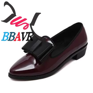Zapatos de PVC para Mujer, Diseño Coreano con Lazo, Punta Puntiaguda, Sin Cordones, Tacón Bajo, Tallas Grandes, Otoño 2020 - Product Image 2