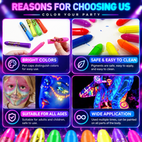 12 bâtons de peinture néon pour le visage et le corps, crayons de maquillage fluorescents UV sous lumière noire, kit de peinture faciale pour Halloween et soirées phosphorescentes