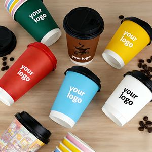 Gobelet à café en papier jetable écologique recyclable à double paroi imperméable avec logo personnalisé imprimé - Product Image 5