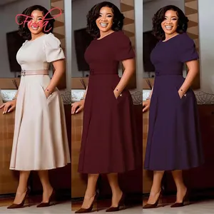 FUDA AB688 Vestidos formais elegantes para igreja plus size para mulheres Vestidos de manga curta plus size africanos