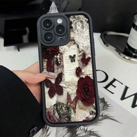 Coque de téléphone Rose Letter compatible avec Apple 17PM pour modèles 16 Pro/15, transfrontalière pour 14, avec design en dentelle 13/14