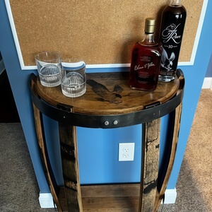 Mesa auxiliar de barril de bourbon semicircular con logo grabado, <span class=keywords><strong>barriles</strong></span> de whisky en venta, dispensador de vino - Product Image 4