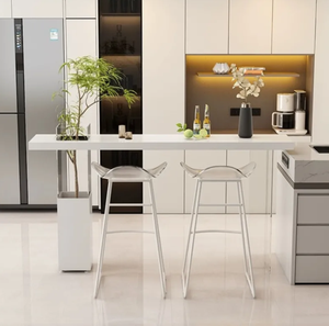 Mesa de Barra Moderna y Sencilla, Barra de <span class=keywords><strong>Bar</strong></span> para el Hogar de Madera Maciza, Mesa de Barra Impermeable con Tablero de Roca - Product Image 3