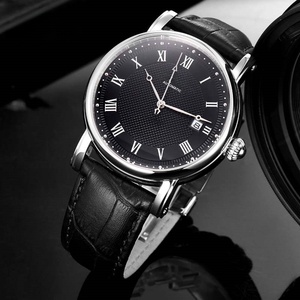 Reloj Mecánico para Hombre, Correa de Cuero Genuino, Resistente al Agua, Fecha Automática, Diseño Simple, Conjunto de Relojes de Zafiro para Pareja - Product Image 2