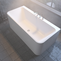 Baignoire rectangulaire autoportante en pierre artificielle Vaster, design d'angle, haut de gamme, pour hôtels et villas, garantie 5 ans