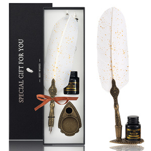 XinyiArt – Ensemble stylo <span class=keywords><strong>plume</strong></span> et encre vintage noir, série classique, <span class=keywords><strong>plume</strong></span> <span class=keywords><strong>d</strong></span>'<span class=keywords><strong>oie</strong></span> avec support sculpté, plumes de <span class=keywords><strong>calligraphie</strong></span>, écriture antique - Product Image 5
