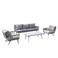 Ensemble de salon de jardin 4 pièces moderne et durable en bois de manguier avec accoudoirs, confortable et écologique, idéal pour les parcs - Vente en gros
