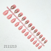 24 pièces paillettes Ombre Design ABS matériel accessoires de doigt différentes formes ovales et motifs de cercueil ongles artificiels