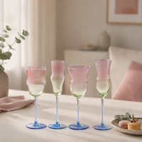 Verres à pied dégradés, verres à vin colorés dégradés rose, vert, bleu, flûtes à champagne, cadeau pour bar à domicile