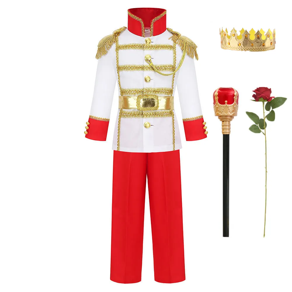 Jungen Prinzen-Charme-Kostüm Kinder mittelalterliches königliches Prinzen-Outfit Prinz König Cosplay Kleidung Halloween-Kostüme