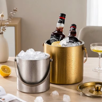 Seau à glace rapide et élégant en acier inoxydable double paroi argent/or 1,6L 2L 3L pour bar, KTV, fête, bière, whisky, cocktail, vin