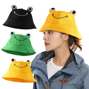 Cute Frog Sun Hat For Kids Breathable Cartoon Fisherman Hat Outdoor Protection Yellow Black Green - Product Image 2