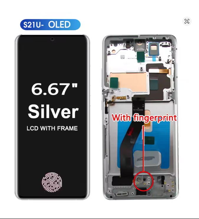 Pour S21 Ultra avec cadre argenté OLED