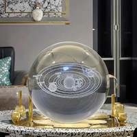 Veilleuse boule de cristal K9 de 80mm avec sphère de 6cm sculptée au laser 3D pour décorations de cadeaux souvenirs
