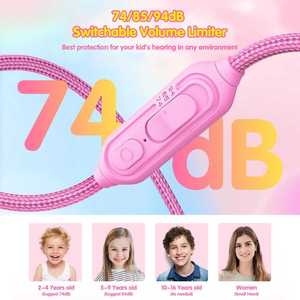 DOQAUS Bonitos <span class=keywords><strong>auriculares</strong></span> con cable para niños con micrófono <span class=keywords><strong>Auriculares</strong></span> plegables para uso en estudio <span class=keywords><strong>Auriculares</strong></span> de volumen limitado Regalos para niñas y niños - Product Image 2