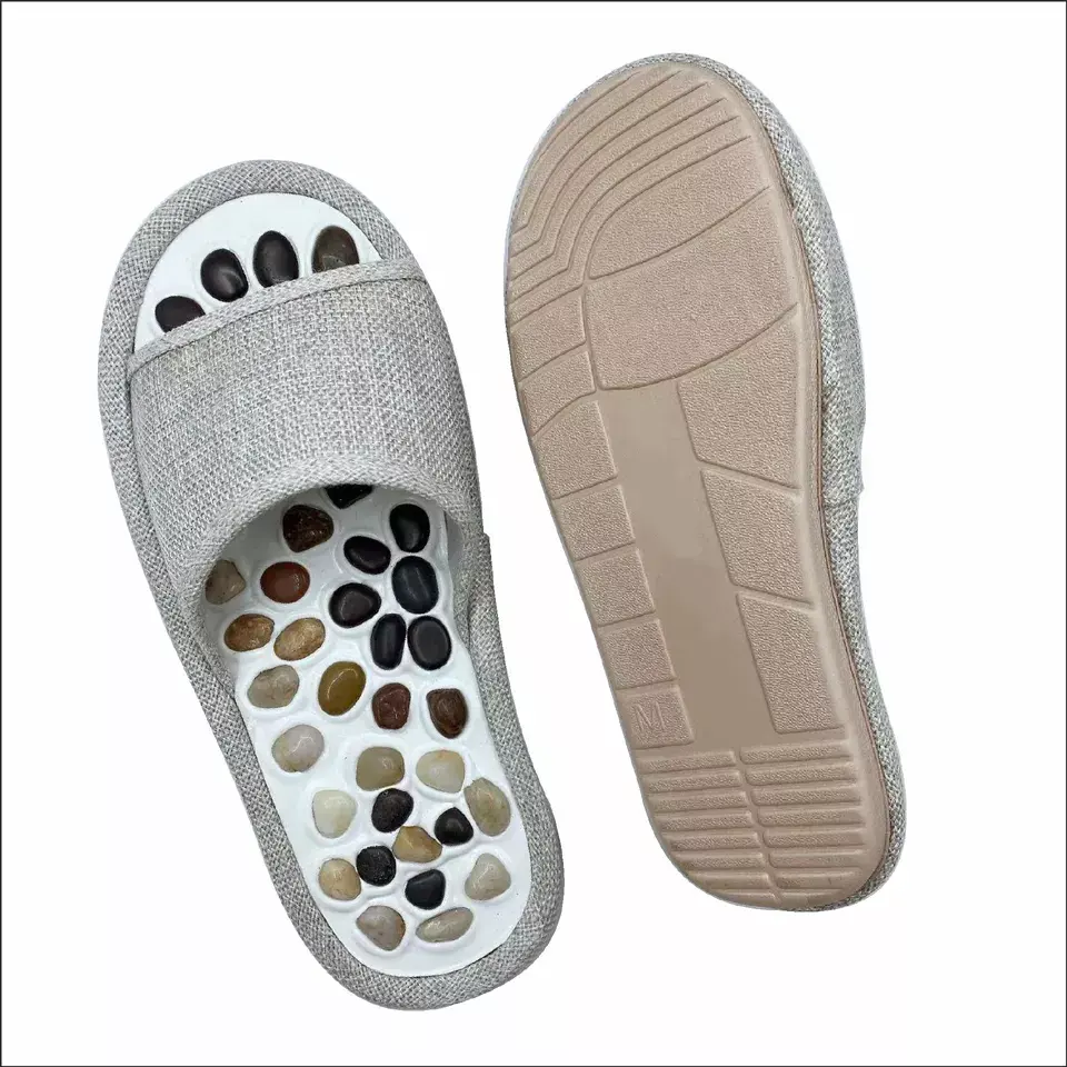 2023 Natural Jade Stone Health Care Healing Foot Massaging Men Women Non-Slip Reflexology Sandals Slipper massager