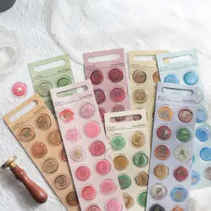 Self Adhesive Wax Sealing Stickers Thank You Stamp Gold Colorful Embossed Envelope Backing Seal Stickers For Wedding Invitation