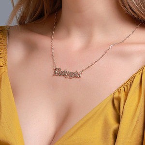 Nome personalizzato collana con lettera in oro 18 carati pendenti con targhetta in acciaio inossidabile OEM/ODM personalizzati per uomo donna - Product Image 5