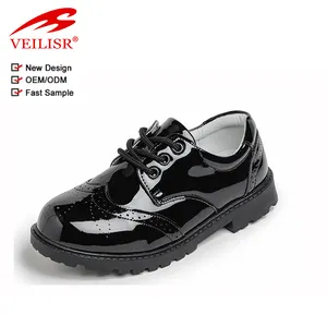 Custom British Style Wholesale Children Teenagers Dress Shoes Boy Zapatos Escolares Kids School Shoes Genuine Leather Black