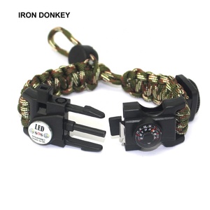Irondonkey ngoài trời đa chức năng khẩn cấp ô dây dẫn ánh sáng Vòng đeo tay ngoài trời giúp điều chỉnh vòng đeo tay còi SOS công cụ - Product Image 4