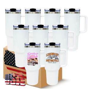 Gobelet isotherme à double paroi de 40 oz, vierge pour sublimation, anti-fuite, avec paille rabattable amovible et poignée, pour sublimation, entrepôt USA - Product Image 4