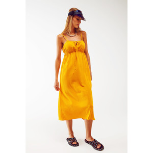 Vestido Maxi Amarillo de Verano con Tirantes y Cintura Fruncida - Product Image 2