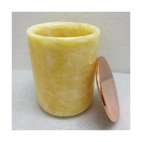 SH STONE Personnalisé À La Main Diverses Couleurs Décoratif Clair Pierre Naturelle Marbre De Luxe Vert Onyx Bougeoir Pots Avec Couvercle