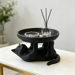 Plateau de rangement décoratif en forme de chat mignon, support animalier, présentoir de bureau, plateau de table pour petits objets, décoration intérieure - Product Image 1