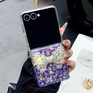 Para Samsung Z Flip 7 6 5 Glitter Flash Diamond Bow con cadena Phone Case Envío gratis para Z Fold 7 case Envío gratis - Product Image 4