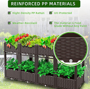 Plastic Raised <b>Garden</b> Bed, Self-Watering Elevated Planter Box Kit With Legs and Drainage Holes for Flowers, Fruits Etc - Product Image 2