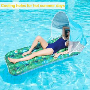 Flotador Inflable de PVC para Piscina con Toldo Extraíble, Tumbona Acuática de 18 Orificios con Protección UV para Adultos - Product Image 4