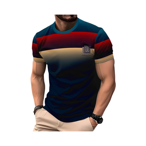 2026 High Quality Summer Men's Short Sleeve Printed Jersey Anti-pilling O-Neck Regular Fit Casual 180g <b>Polyester</b> <b>Shirt</b> - Product Image 1