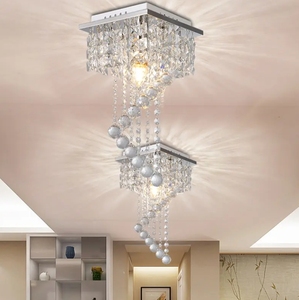 Nuevo diseño moderno pasillo entrada iluminación hotel restaurante forma cuadrada bola de cristal giratoria luces de techo - Product Image 3