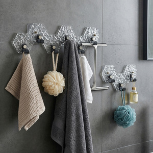 Acrylic Wall Hooks <b>6</b> Hooks Modern Design Easy Installation For Bathroom Bedroom Home Storage Hook Up - Product Image 1