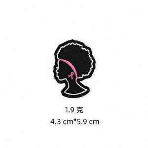 Computer Embroidery Iron on Cute <b>Black</b> Girl Patches for Clothing Bag Decoration - Product Image 4