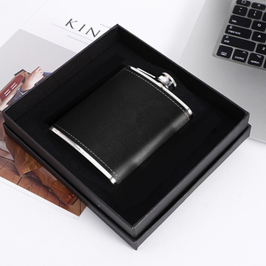 8oz 18/8 Stainless Steel Hip Flask <strong>Set</strong> Black Leather Covered with 2 Cups &amp; Funnel Gift for Men Liquor <strong>Beverage</strong> <strong>Serving</strong> <strong>Sets</strong> - Product Image 2