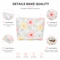 Pochette cosmétique à imprimé floral d'hibiscus tropical, plusieurs motifs, fermeture éclair blanche, sac à maquillage pour voyage, toilette, plage