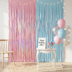 Wiederverwendbare Metallfolie Fransen-Hintergrunddekoration Glitzernde Lametta-Vorhänge für Sweet 16 Quinceanera Geburtstagsfeier Hintergrund - Product Image 4