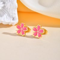 Haute qualité enfants bijoux fleur de cerisier plaqué or en acier inoxydable ensembles de bijoux fleur boucles d'oreilles et collier 2 pièces ensembles