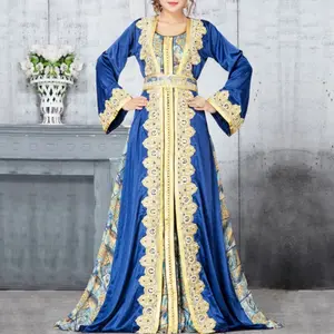 Autumn and Winter 2022 New Women's Dress Middle East Printed Dress Muslim Robe Muslim Abaya Dresses Plus Size Ethnic Clothing