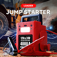 Démarreur de secours 56000mAh 12V 24V 4000A de crête pour camions lourds, bus, tracteurs, avec batterie externe USB, lumière LED et chargeur de voiture