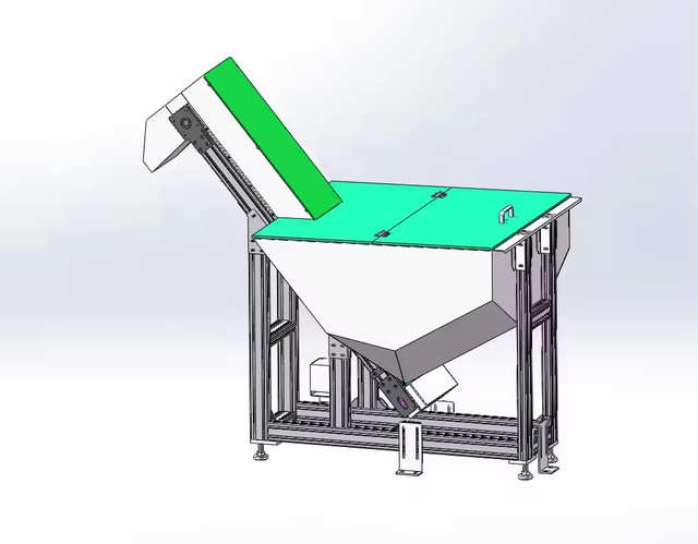 CYBFD Customized Stainless Steel Wire-Drawing Surface Inclined Filling Hopper Belt Conveyor Motor PLC 100pcs/min Discharge Rate
