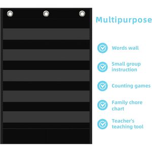 Foldable 5-Pocket Standard Pocket Chart with Clear Design and Extra Storage Pocket for School Home Office Use - Product Image 4