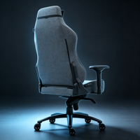 Chaise de bureau gaming en textile gris, velours doux, avec décoration latérale, fonction bascule, siège large et inclinable, pour la maison et le bureau
