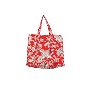 Best Selling Women's Striped Hand Quilted Floral Multi-Color Cotton Large Beach & Groceries <b>Long</b> Handle Tote <b>Bag</b> - Product Image 2