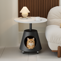 Table d'appoint en verre trempé et métal, style armoire noire, simple et moderne, table de chevet, nid pour chat innovant et amovible