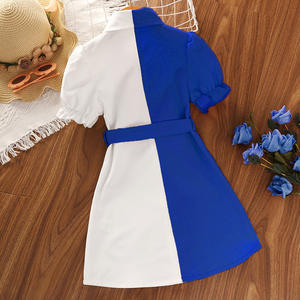 Robe d'été pour filles, style européen, col rond, manches à volants et <span class=keywords><strong>jupe</strong></span> mi-longue, nouveau style - Product Image 4