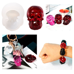 Epoxy <b>Resin</b> Skull <b>Mold</b> Single <b>Silicone</b> DIY Jewelry Making Halloween Craft <b>Mold</b> For Home Education Use - Product Image 4