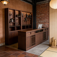 Qianhao - Mobilier de bureau commercial de luxe léger de style médiéval haut de gamme en MDF, ensemble complet, bureau de réception, modèle