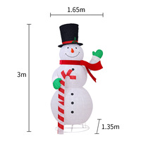Bonhomme de neige de Noël lumineux à LED de 2,4 m avec motif canne en sucre, décoration de jardin pour intérieur et extérieur